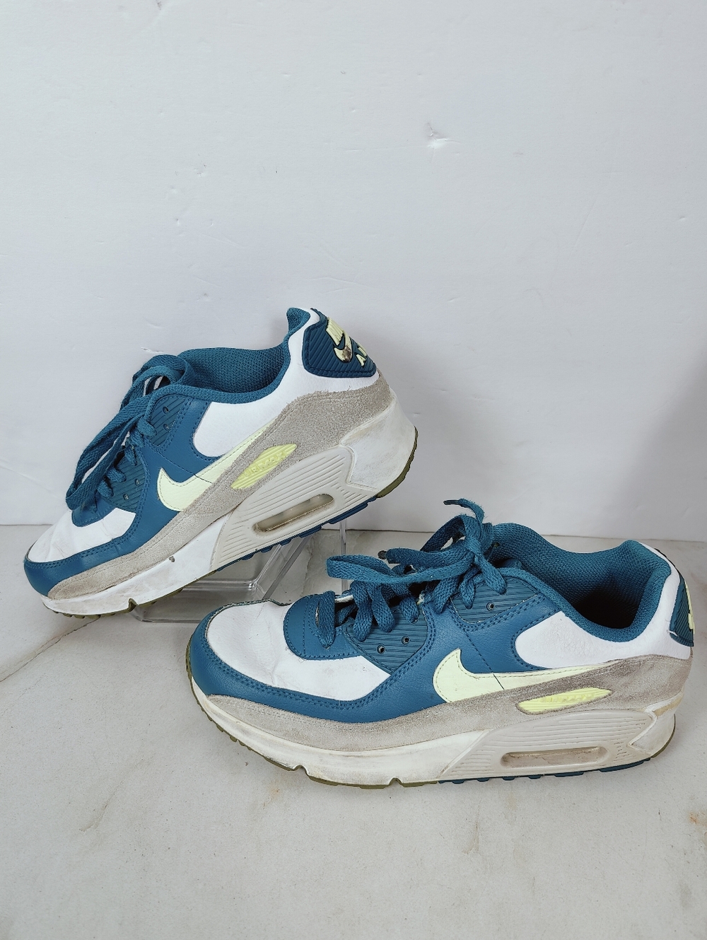 Nike Kids' Air Max 90 Teal White Running Shoes Sneakers, 6.5Y